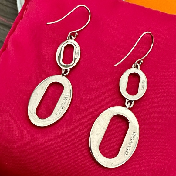 Coach Silver Oval Link Earrings - Picture 3 of 3